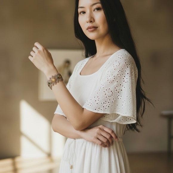 VINTAGE Michal Negrin Floral Cameo Bracelet - Picture 5 of 8